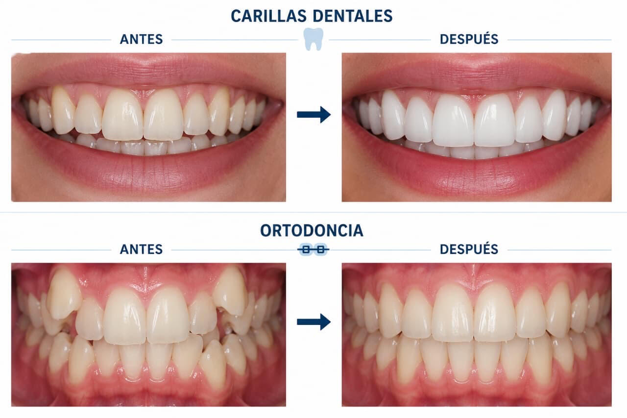 Carillas dentales y ortodoncia antes y después